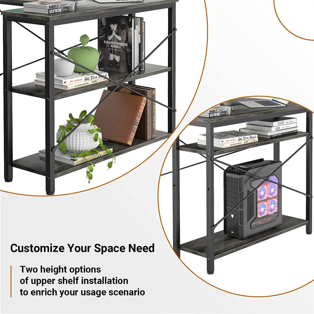 Unikito L Shaped Desk, 47 Inch Reversible Small Computer Desk with Storage, Modern Corner Desk with Shelf for Home Office