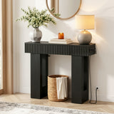 39" Console Table with Drawer and Outlets W/ USB-C, Modern Fluted Entryway Table With Storage, Sofa Table Behind The Couch