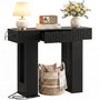 39" Console Table with Drawer and Outlets W/ USB-C, Modern Fluted Entryway Table With Storage, Sofa Table Behind The Couch