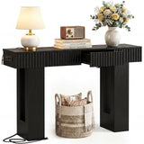 47" Console Table with 2 Drawers and Outlets W/ USB-C, Modern Fluted Entryway Table With Storage, Sofa Table Behind The Couch