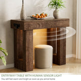 39'' Farmhouse Console Table with Power Outlet and Sensor Light