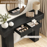47" Console Table with 2 Drawers and Outlets W/ USB-C, Modern Fluted Entryway Table With Storage, Sofa Table Behind The Couch