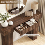 47" Console Table with 2 Drawers and Outlets W/ USB-C, Modern Fluted Entryway Table With Storage, Sofa Table Behind The Couch