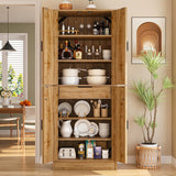 71" Tall Kitchen Pantry Storage Cabinet with Farmhouse Barn Doors and Storage Drawer