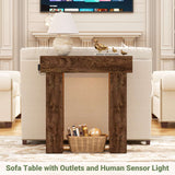 32'' Farmhouse Console Table with Power Outlet and Sensor Light