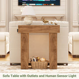32'' Farmhouse Console Table with Power Outlet and Sensor Light