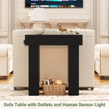 32'' Farmhouse Console Table with Power Outlet and Sensor Light