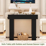 39'' Farmhouse Console Table with Power Outlet and Sensor Light