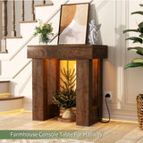 32'' Farmhouse Console Table with Power Outlet and Sensor Light