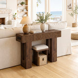 39" Console Table with Drawer and Outlets W/ USB-C, Modern Fluted Entryway Table With Storage, Sofa Table Behind The Couch