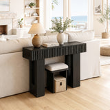 39" Console Table with Drawer and Outlets W/ USB-C, Modern Fluted Entryway Table With Storage, Sofa Table Behind The Couch