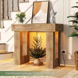 39'' Farmhouse Console Table with Power Outlet and Sensor Light