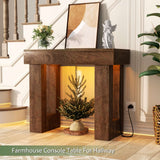 39'' Farmhouse Console Table with Power Outlet and Sensor Light