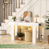 47" Entryway Table with Socket and Sensor Light, Narrow Console Table with Storage Behind Couch, Farmhouse Entry Way Tables with Open Storage for Entrance/Hallway/Living Room