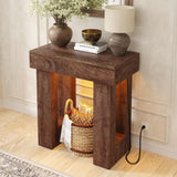 32'' Farmhouse Console Table with Power Outlet and Sensor Light