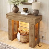 39'' Farmhouse Console Table with Power Outlet and Sensor Light