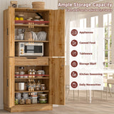 71" Tall Kitchen Pantry Storage Cabinet with Farmhouse Barn Doors and Storage Drawer