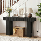 47" Console Table with 2 Drawers and Outlets W/ USB-C, Modern Fluted Entryway Table With Storage, Sofa Table Behind The Couch