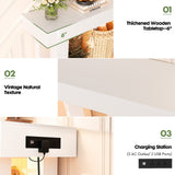 47" Entryway Table with Socket and Sensor Light, Narrow Console Table with Storage Behind Couch, Farmhouse Entry Way Tables with Open Storage for Entrance/Hallway/Living Room