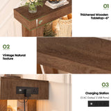 32'' Farmhouse Console Table with Power Outlet and Sensor Light