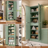 71" Tall Kitchen Pantry Storage Cabinet with Farmhouse Barn Doors and Storage Drawer