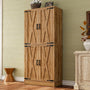 71" Tall Kitchen Pantry Storage Cabinet with Farmhouse Barn Doors and Storage Drawer