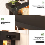 32'' Farmhouse Console Table with Power Outlet and Sensor Light