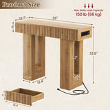 39" Console Table with Drawer and Outlets W/ USB-C, Modern Fluted Entryway Table With Storage, Sofa Table Behind The Couch