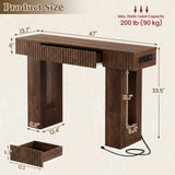 47" Console Table with 2 Drawers and Outlets W/ USB-C, Modern Fluted Entryway Table With Storage, Sofa Table Behind The Couch