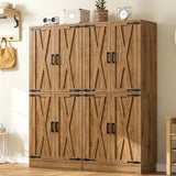 71" Pantry Cabinet with Drawer, Farmhouse Barn Doors and Adjustable Shelves, Freestanding Storage Cabinet for Kitchen, Dining Room,  Utility Room
