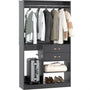 Unikito Freestanding Closet System with Suitcase Storage, 40 Inches Stand-Alone Wardrobe with 2 Wood Drawers, 80'' Height Adjustable Cloth Garment Rack, Walk-in Closet with Hanging Rod