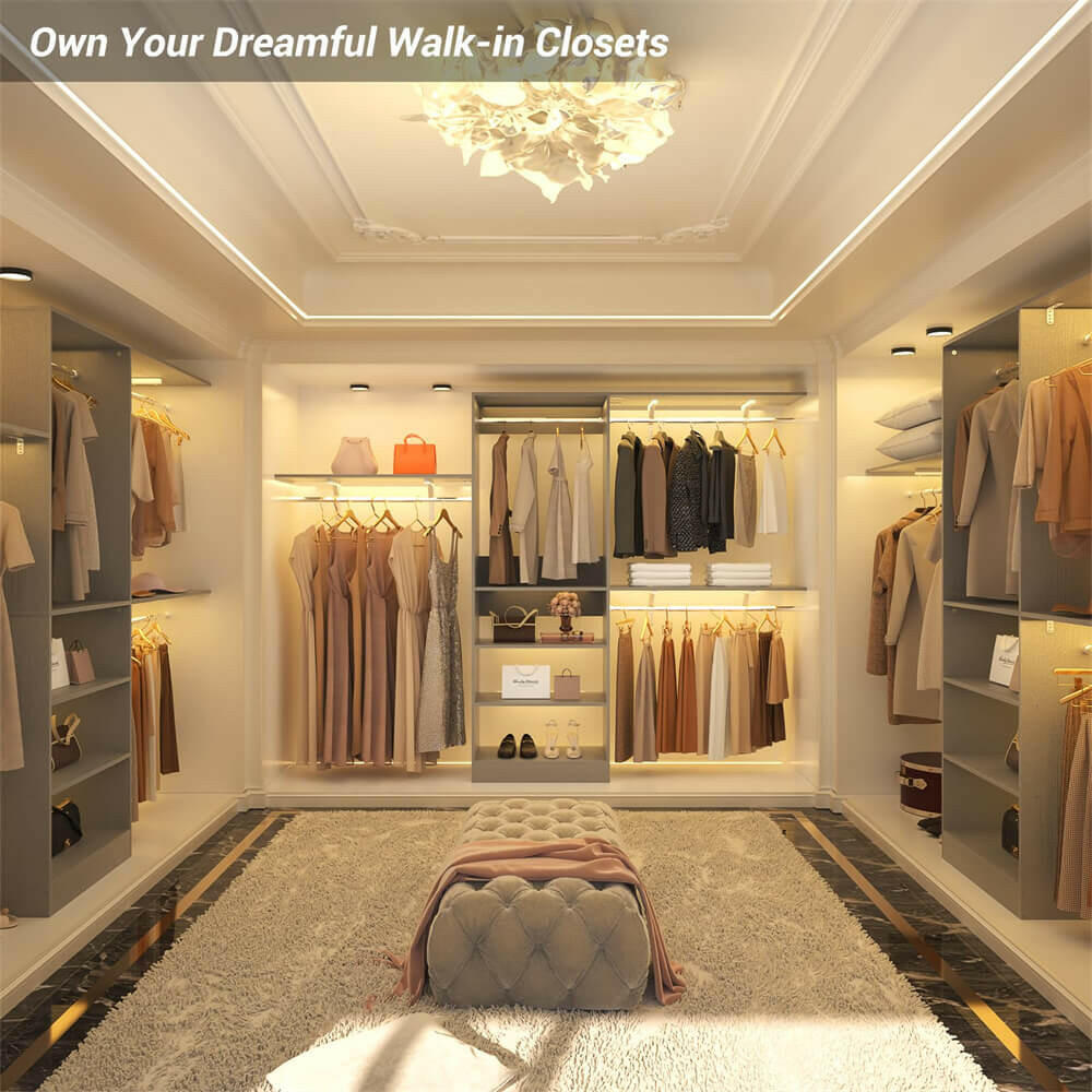 96'' Closet System with 5 Shelves & 3 Ajustable Shelf Towers