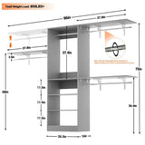 96'' Closet System with 5 Shelves & 3 Ajustable Shelf Towers