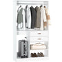 Unikito Freestanding Closet System with Suitcase Storage, 40 Inches Stand-Alone Wardrobe with 2 Wood Drawers, 80'' Height Adjustable Cloth Garment Rack, Walk-in Closet with Hanging Rod