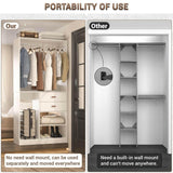 Unikito Freestanding Closet System with Suitcase Storage, 40 Inches Stand-Alone Wardrobe with 2 Wood Drawers, 80'' Height Adjustable Cloth Garment Rack, Walk-in Closet with Hanging Rod