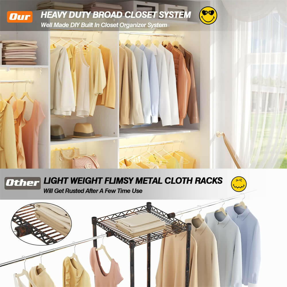 96'' Closet System with 5 Shelves & 3 Ajustable Shelf Towers