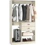 Unikito Freestanding Closet System with Suitcase Storage, 40 Inches Stand-Alone Wardrobe with 2 Wood Drawers, 80'' Height Adjustable Cloth Garment Rack, Walk-in Closet with Hanging Rod