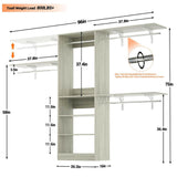 96'' Closet System with 5 Shelves & 3 Ajustable Shelf Towers