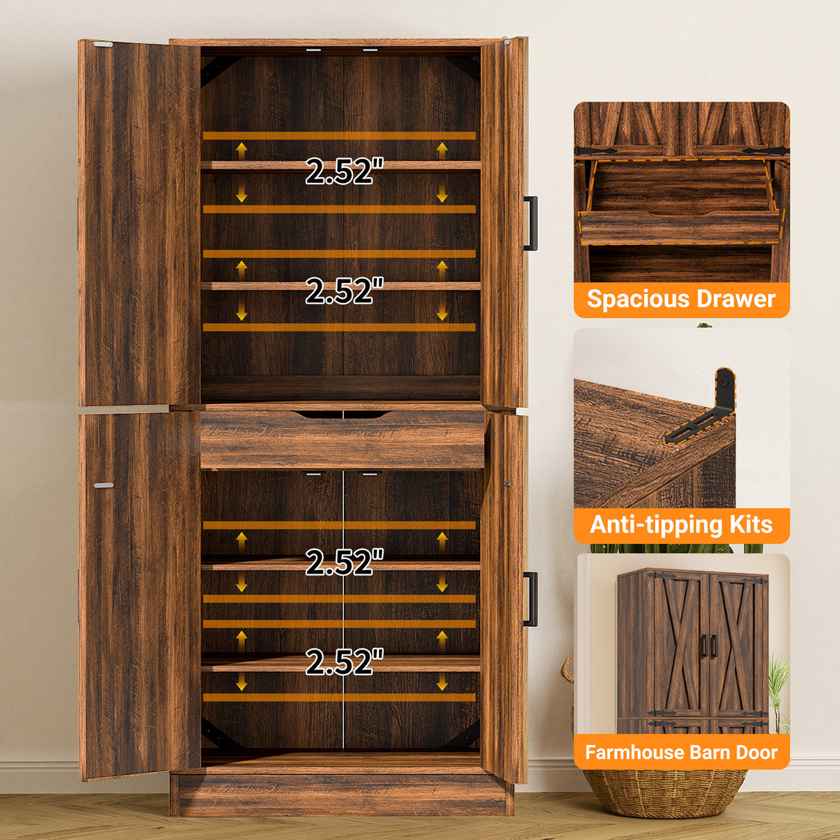 Kitchen Pantry Storage Cabinet, Freestanding Organizer