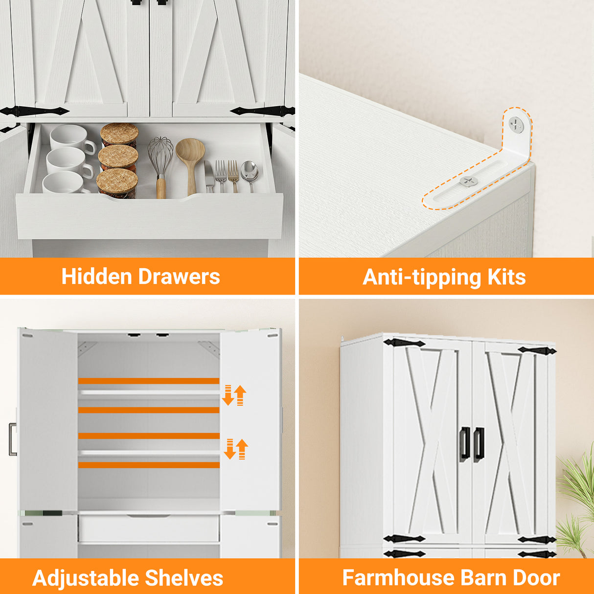Kitchen Pantry Storage Cabinet, Freestanding Organizer