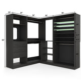 97" Large Modular Closet System, 2500LBS Heavy Duty Wood Wardrobe with 4 Hanging Rods