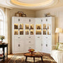 80" Tall Corner Cabinet with Glass Doors and Adjustable Shelves | Large Mordern Farmhouse Corner Pantry Cabinet