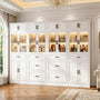 80" Tall Modular Kitchen Pantry Cabinet with Glass Door and Drawers | Large Morden Farmhouse Storage Cabinet
