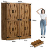 71" Pantry Cabinet with Drawer, Farmhouse Barn Doors and Adjustable Shelves, Freestanding Storage Cabinet for Kitchen, Dining Room,  Utility Room