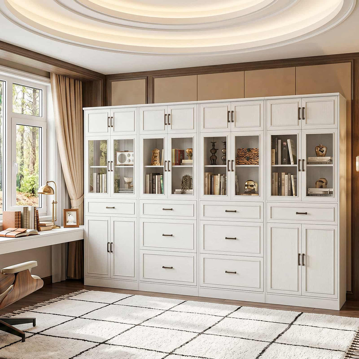 80" Tall Modular Kitchen Pantry Cabinet with Glass Door and Drawers | Large Morden Farmhouse Storage Cabinet
