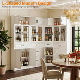 80" Tall Corner Cabinet with Glass Doors and Adjustable Shelves | Large Mordern Farmhouse Corner Pantry Cabinet