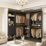 97" Large Modular Closet System, 2500LBS Heavy Duty Wood Wardrobe with 4 Hanging Rods