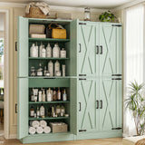 71" Pantry Cabinet with Drawer, Farmhouse Barn Doors and Adjustable Shelves, Freestanding Storage Cabinet for Kitchen, Dining Room,  Utility Room