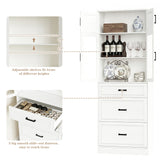 80" Tall Kitchen Pantry Storage Cabinet with Glass Doors, Versatile Tall Storage Cupboard for Kitchen, Dining Room, Living Room, Bathroom, Off White