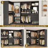 97" Large Modular Closet System, 2500LBS Heavy Duty Wood Wardrobe with 4 Hanging Rods